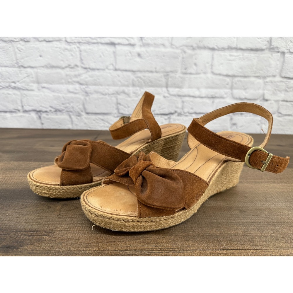 BORN Monticello Knotted Wedge Sandal Brown Women's Size 10M Espadrille‎